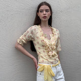 MineBeThyVers Butter Bloom Ruffle 2 in 1 Floral Blouse
