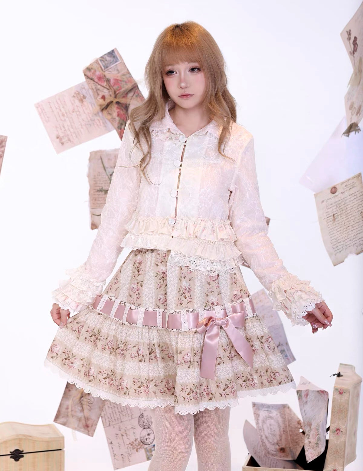Rose Island Rose Letter 100% Cotton Floral Mini Skirt