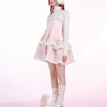 Get trendy with [Rose Island]Pink Bunny Fluffy Strappy Dress - Dresses available at Peiliee Shop. Grab yours for $57 today!