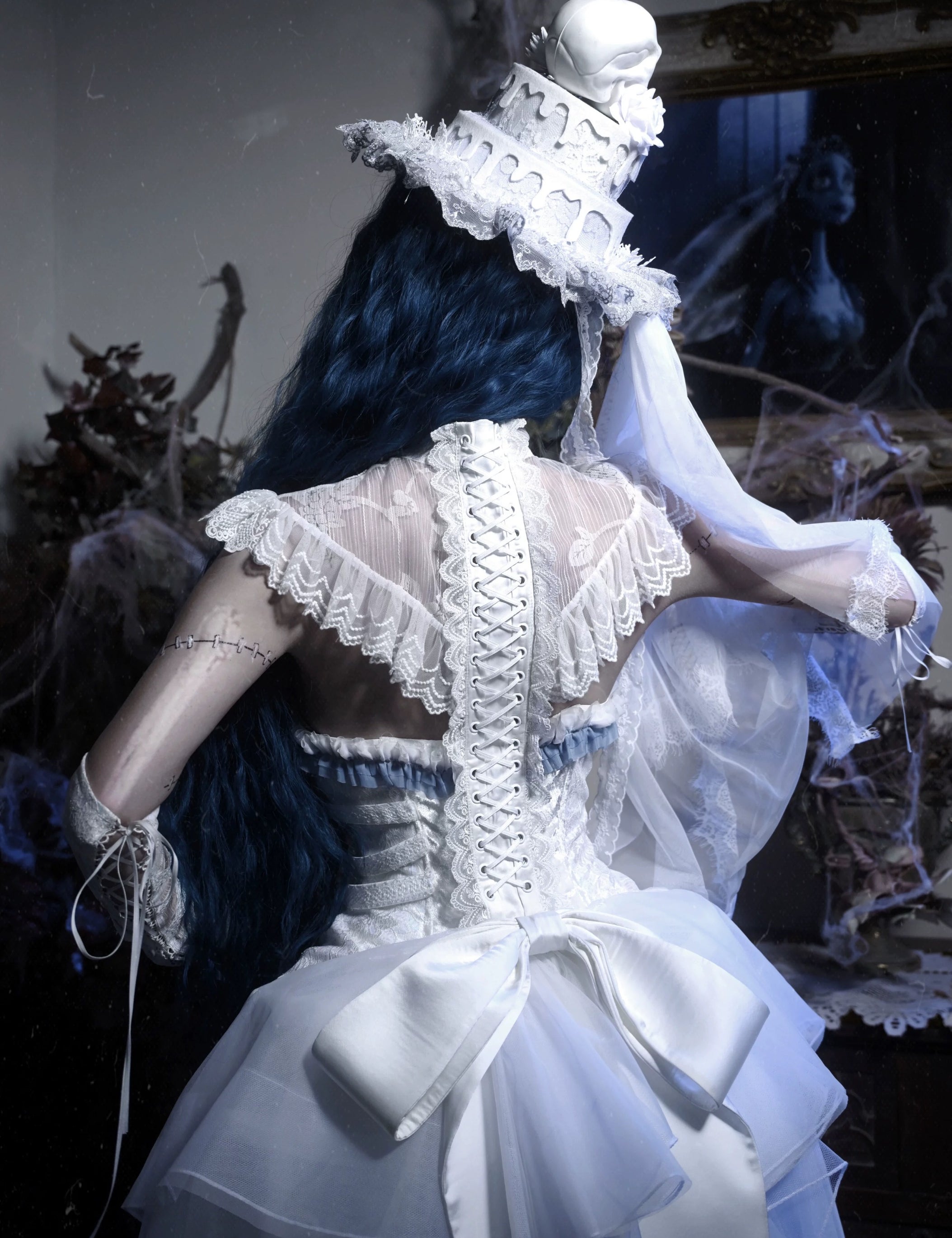 Get trendy with [Blood Supply] Corpse Bride Cape With Spine Outer Skirt - Accessories available at Peiliee Shop. Grab yours for $79.90 today!