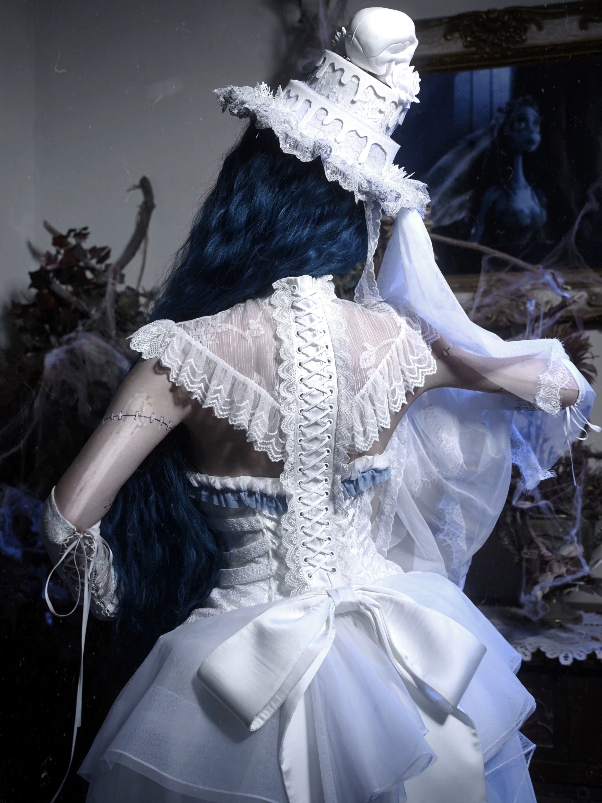 Get trendy with [Blood Supply] Corpse Bride Cape With Spine Outer Skirt - Accessories available at Peiliee Shop. Grab yours for $79.90 today!