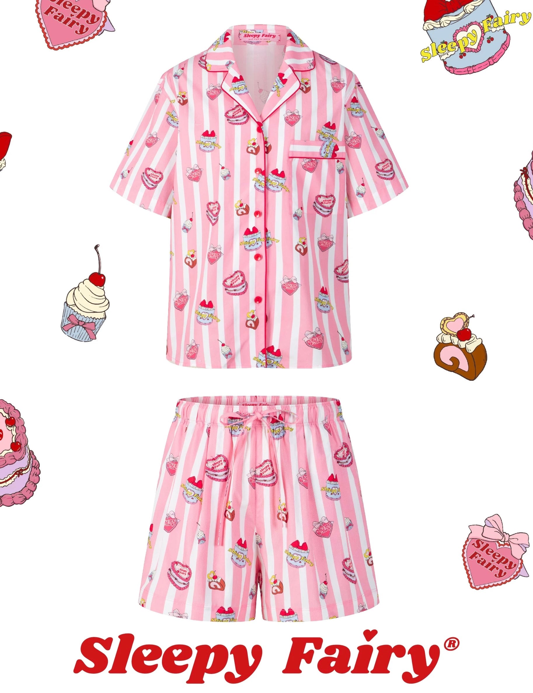 Sleepy Fairy Happy Birthday Pajama Set Short Sleeve & Shorts