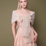 First Date NYC Princess Faux Fur Tulle Bow Shawl