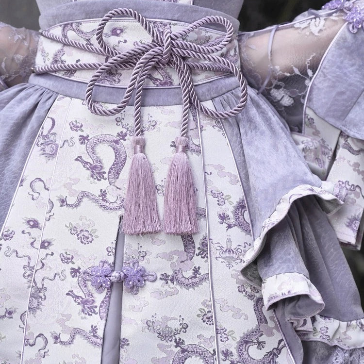 Get trendy with [Blood Supply] Dragon In Wisteria Chinese Lolita Fashion Set Mini Skirt - Skirt available at Peiliee Shop. Grab yours for $59 today!