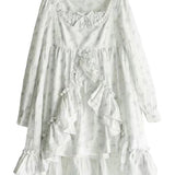Pacific Position Primrose Babydoll 100% Cotton Long Sleeves Dress