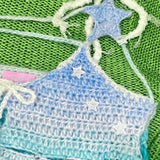 Get trendy with [Customized Hand Knitted] Sea Kissed Mermaid Knitting Crop Top -  available at Peiliee Shop. Grab yours for $59 today!