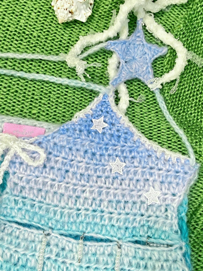 Get trendy with [Customized Hand Knitted] Sea Kissed Mermaid Knitting Crop Top -  available at Peiliee Shop. Grab yours for $59 today!