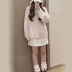 Get trendy with Soft Pink Age Wool Blended Sweater Hoodie - Sweater available at Peiliee Shop. Grab yours for $9 today!