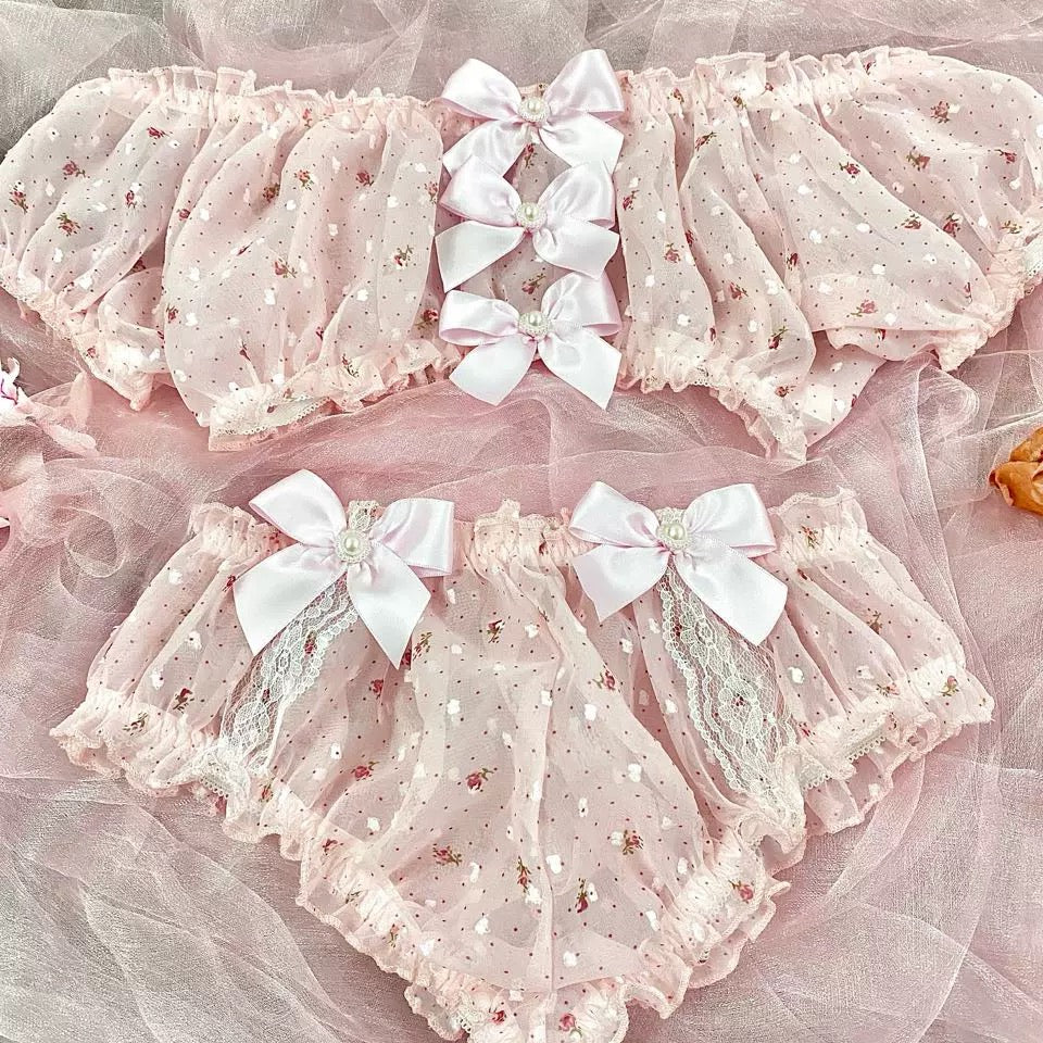 Get trendy with [Handmade Lingerie] Love Yourself Floral Lingeire Set -  available at Peiliee Shop. Grab yours for $19.90 today!