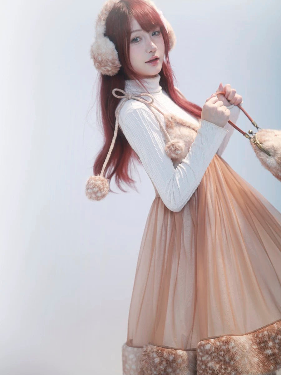 Get trendy with [Rose Island] Fairy Spirit Little Deer in flower field faux fur earmuffs ear warmer -  available at Peiliee Shop. Grab yours for $16.80 today!