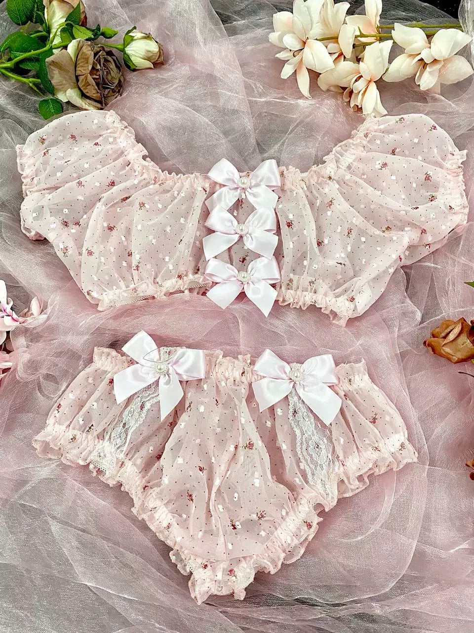 Get trendy with [Handmade Lingerie] Love Yourself Floral Lingeire Set -  available at Peiliee Shop. Grab yours for $19.90 today!