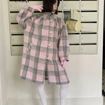 Get trendy with [UNOSA] A Pretty Mess Check Pattern Oversized Coat - Coats & Jackets available at Peiliee Shop. Grab yours for $145 today!