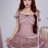 [Rose Island] The Rosy Kiss Crop Top and Ruffle Tulle Skirt Set