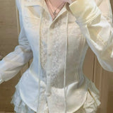 KittenClaw Morning Light Beige Gothic Lace Cross 100% Cotton Top and skirt set