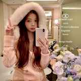 [Mummy Cat] Christmas Time Vintage Faux Fur Knit Hoodie