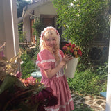 August Unicorn Gingham Sailor Puff Sleeve Dress