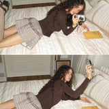 MineBeThyVers Cocoa Ribbon Plaid Mini Skirt