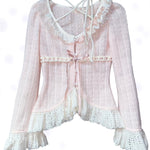 Get trendy with [Rose Island] Soft Cotton Dream - pink Knitting Cardigan -  available at Peiliee Shop. Grab yours for $52 today!