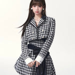 Get trendy with [Underpass] Monochrome Houndstooth Bowtie Jacket & Skirt Set -  available at Peiliee Shop. Grab yours for $69 today!