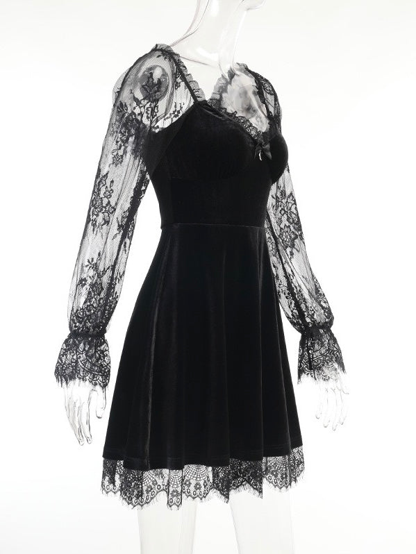 Get trendy with My Gothic Soul Lace Mini Dress -  available at Peiliee Shop. Grab yours for $25 today!