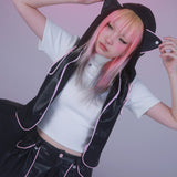 Get trendy with [Evil tooth] Cat Ear Hooded Leather Jacket - Shirts & Tops available at Peiliee Shop. Grab yours for $55 today!