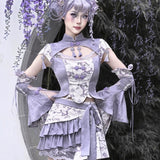 Get trendy with [Blood Supply] Dragon In Wisteria Japanese Princess Sleeves - Crop Top available at Peiliee Shop. Grab yours for $36 today!