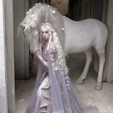 Blood Supply Moonlight Spirit Flower Semi-sheer Tulle Long Cap