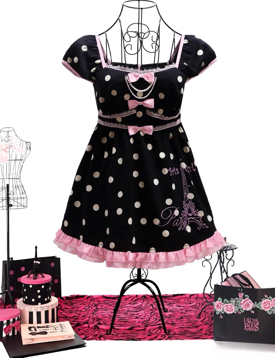 Evil Tooth Paris Girl Polka Dot Hime Babydoll Top and capri pants set