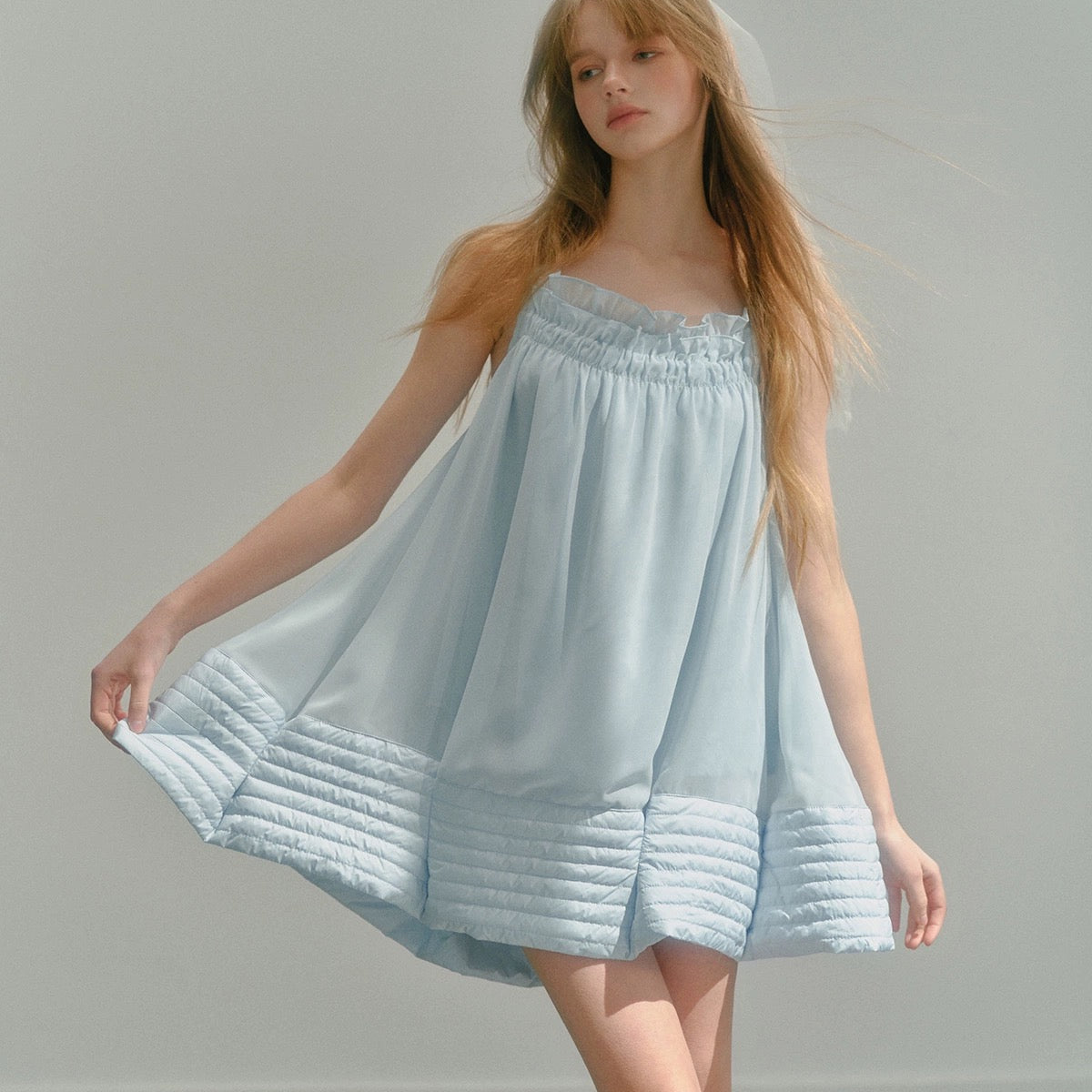 Get trendy with [UNOSA] Baby Blue Mini Dress -  available at Peiliee Shop. Grab yours for $52 today!