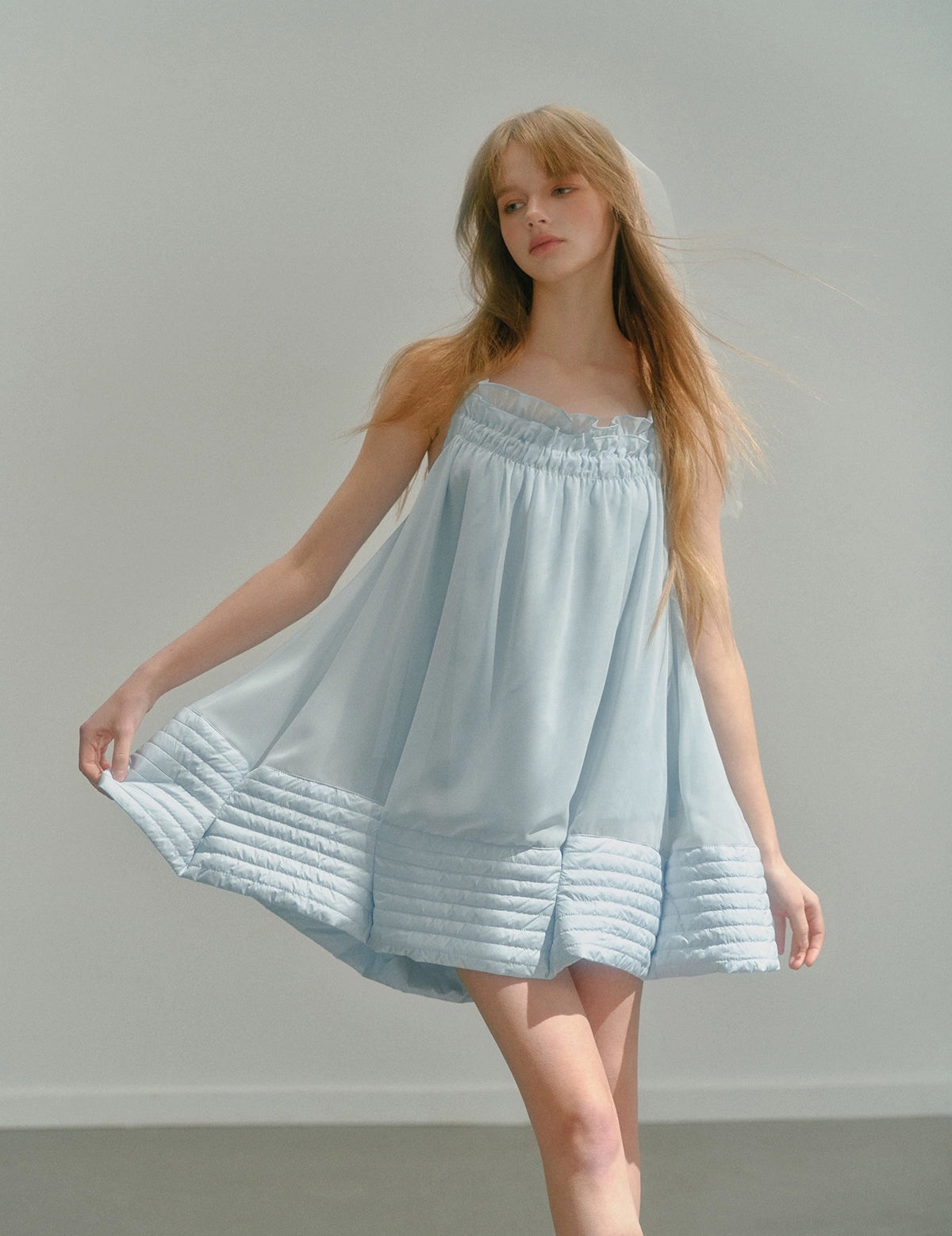 Get trendy with [UNOSA] Baby Blue Mini Dress -  available at Peiliee Shop. Grab yours for $52 today!