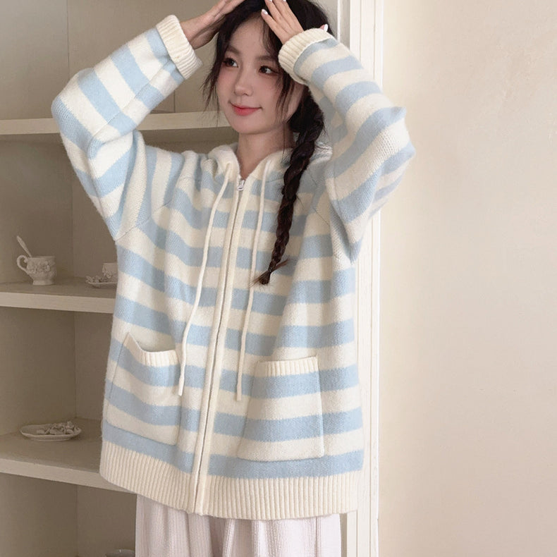 Get trendy with Pastel Cloud Knitting Hoodie Cardigan - Sweater available at Peiliee Shop. Grab yours for $39.90 today!