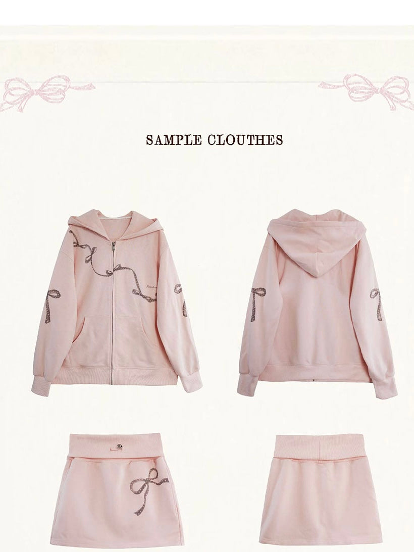 Get trendy with Sic Astra Soft Baby Pink Ribbon Hoodie Skirt Set - Accessories available at Peiliee Shop. Grab yours for $38 today!