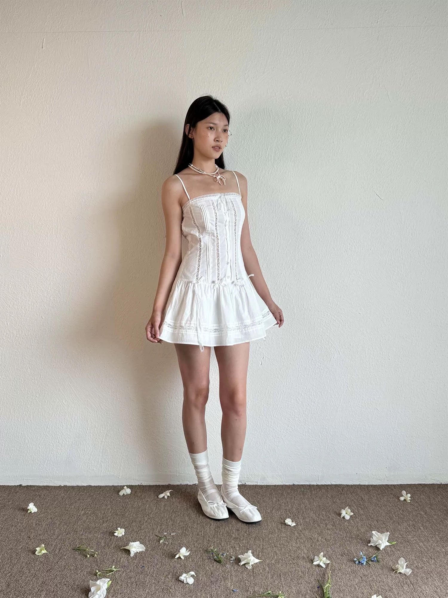 Get trendy with [Pacific Position] I Swear She’s An Angel - Mother Shell Button Cotton Dress - Dress available at Peiliee Shop. Grab yours for $75 today!