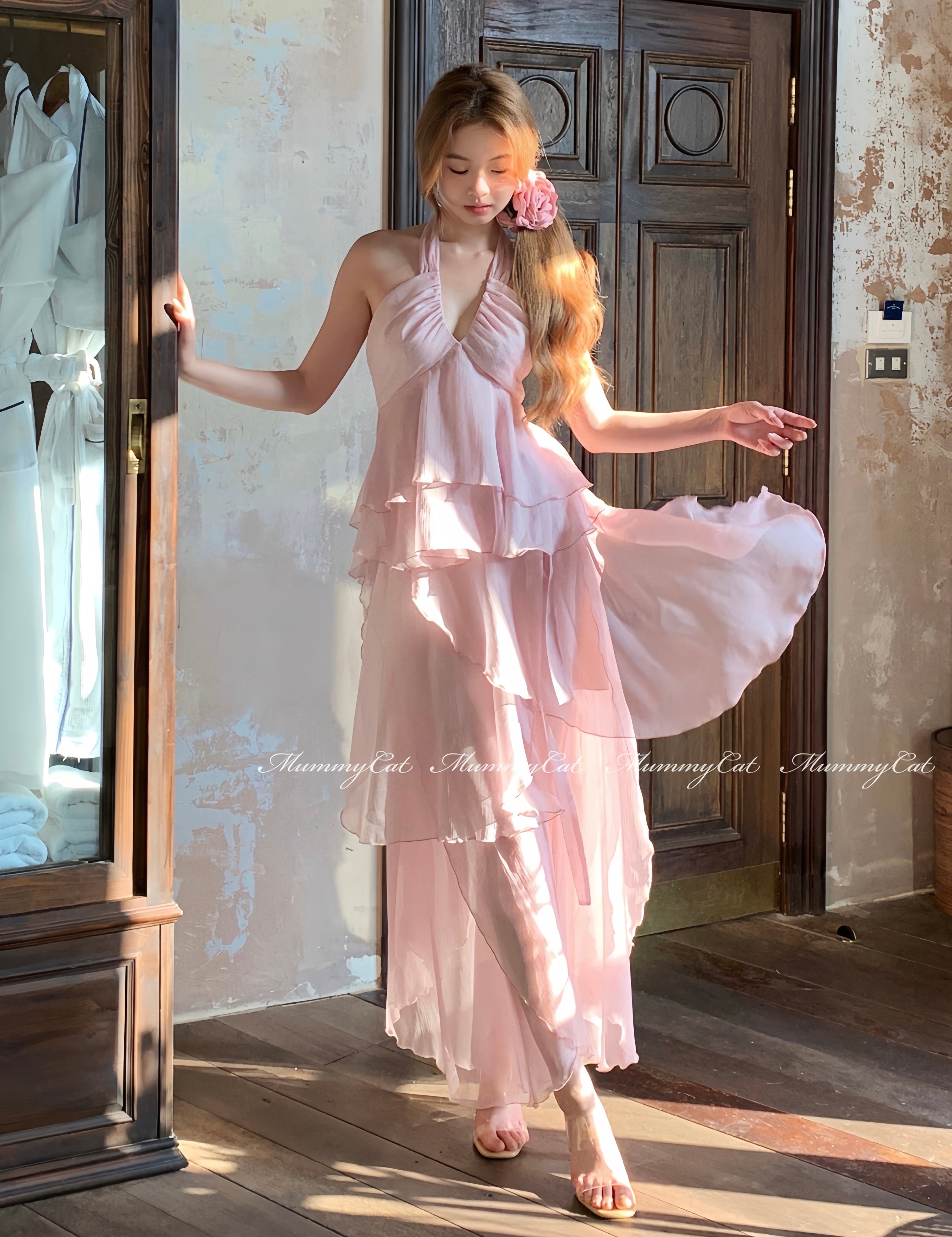 Get trendy with [Mummy Cat] Spring Sakura Rimantic Dress Set -  available at Peiliee Shop. Grab yours for $55 today!