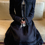 KittenClaw Nightfall Black Gothic Lace Cross 100% Cotton Top and skirt set