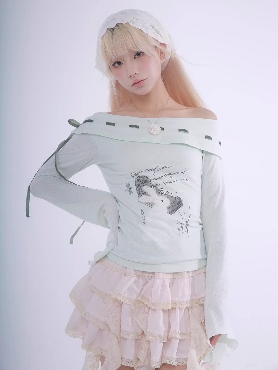 Get trendy with Certified Fairy Bunny Print Cotton Sweat Shirt -  available at Peiliee Shop. Grab yours for $45 today!