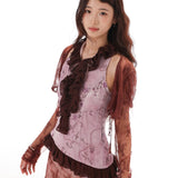 Rose Island Summer flowers mist plum crop top