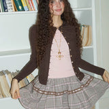 MineBeThyVers Cocoa Ribbon Plaid Mini Skirt
