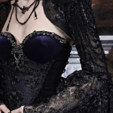 Blood Supply Moon Funeral Crystal Velvet Corset