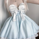 Get trendy with Moonlight Goddess Ribbon Mini Dress -  available at Peiliee Shop. Grab yours for $45 today!