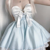 Get trendy with Moonlight Goddess Ribbon Mini Dress -  available at Peiliee Shop. Grab yours for $45 today!