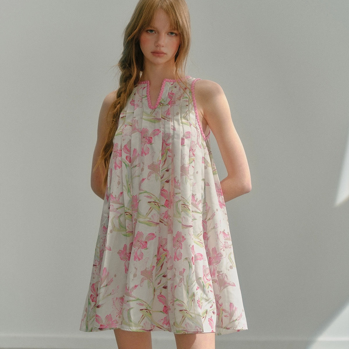 Get trendy with [UNOSA] Rosy Whisper Floral Mini Dress -  available at Peiliee Shop. Grab yours for $69.90 today!