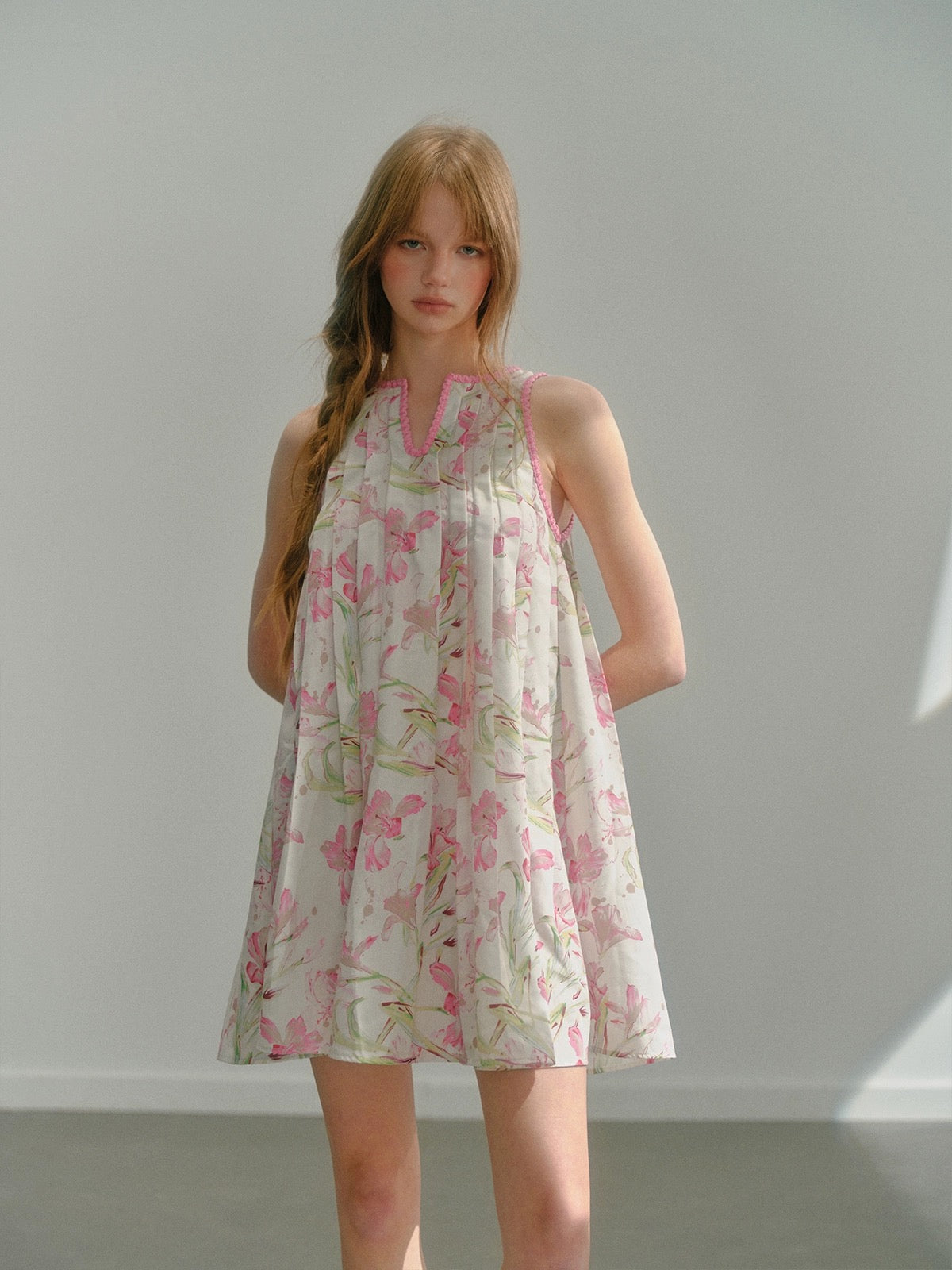 Get trendy with [UNOSA] Rosy Whisper Floral Mini Dress -  available at Peiliee Shop. Grab yours for $69.90 today!