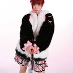 Get trendy with Evil Tooth Kawaii Panda Look Faux Fur Hoodie Coat -  available at Peiliee Shop. Grab yours for $78 today!