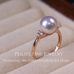 Get trendy with Diamonds Wave Of Elegance Akoya Sea Pearl 18k Gold Filled Ring -  available at Peiliee Shop. Grab yours for $560 today!