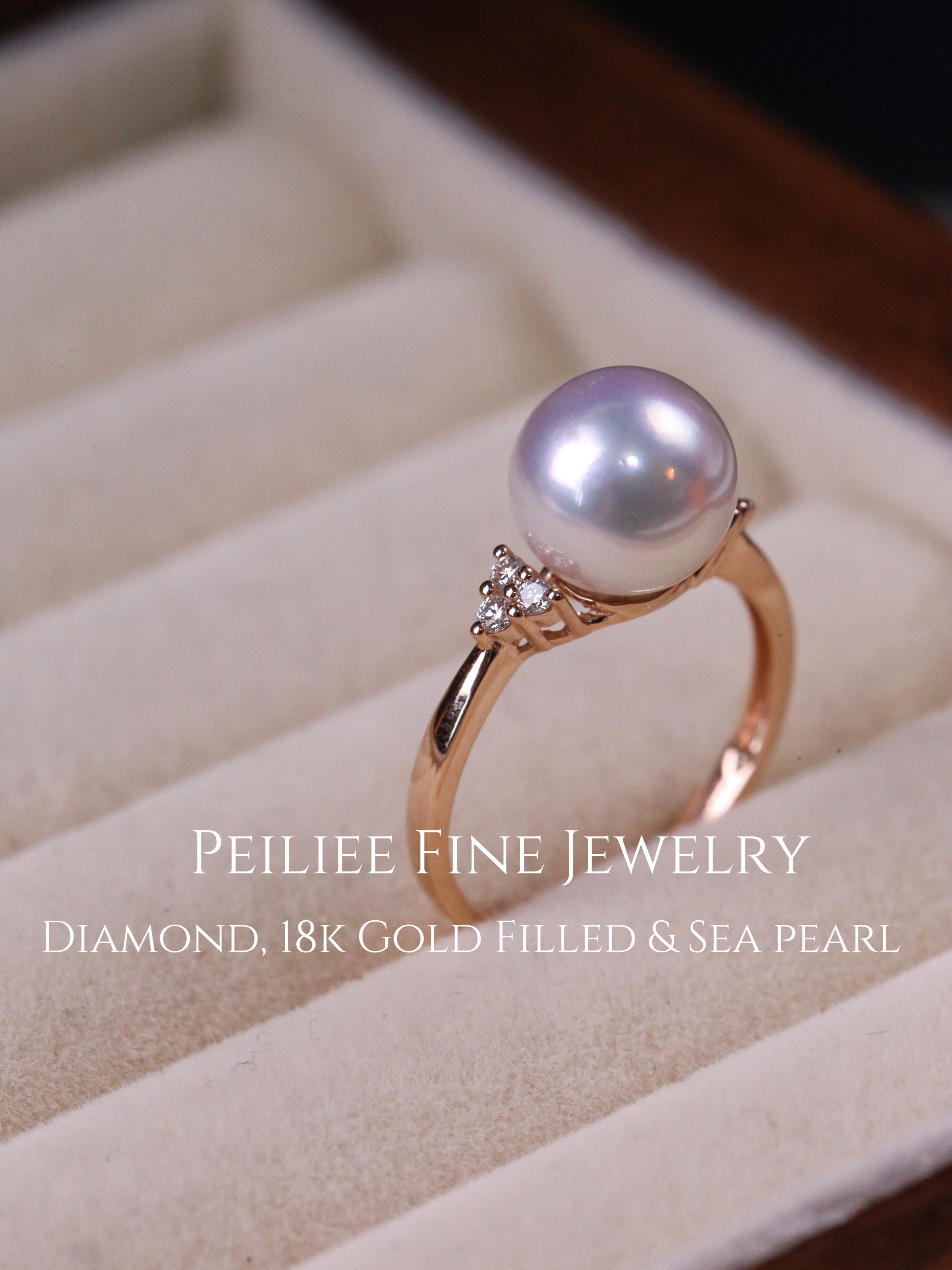 Get trendy with Diamonds Wave Of Elegance Akoya Sea Pearl 18k Gold Filled Ring -  available at Peiliee Shop. Grab yours for $560 today!