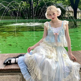 Get trendy with [August unicorn] Blue Moonlight Handmade Drop Top Skirt Set - Dresses available at Peiliee Shop. Grab yours for $89 today!