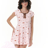 [Peiliee x Rose Island Exclusive] Deer Ballet Fawn Core Cotton Mini Dress