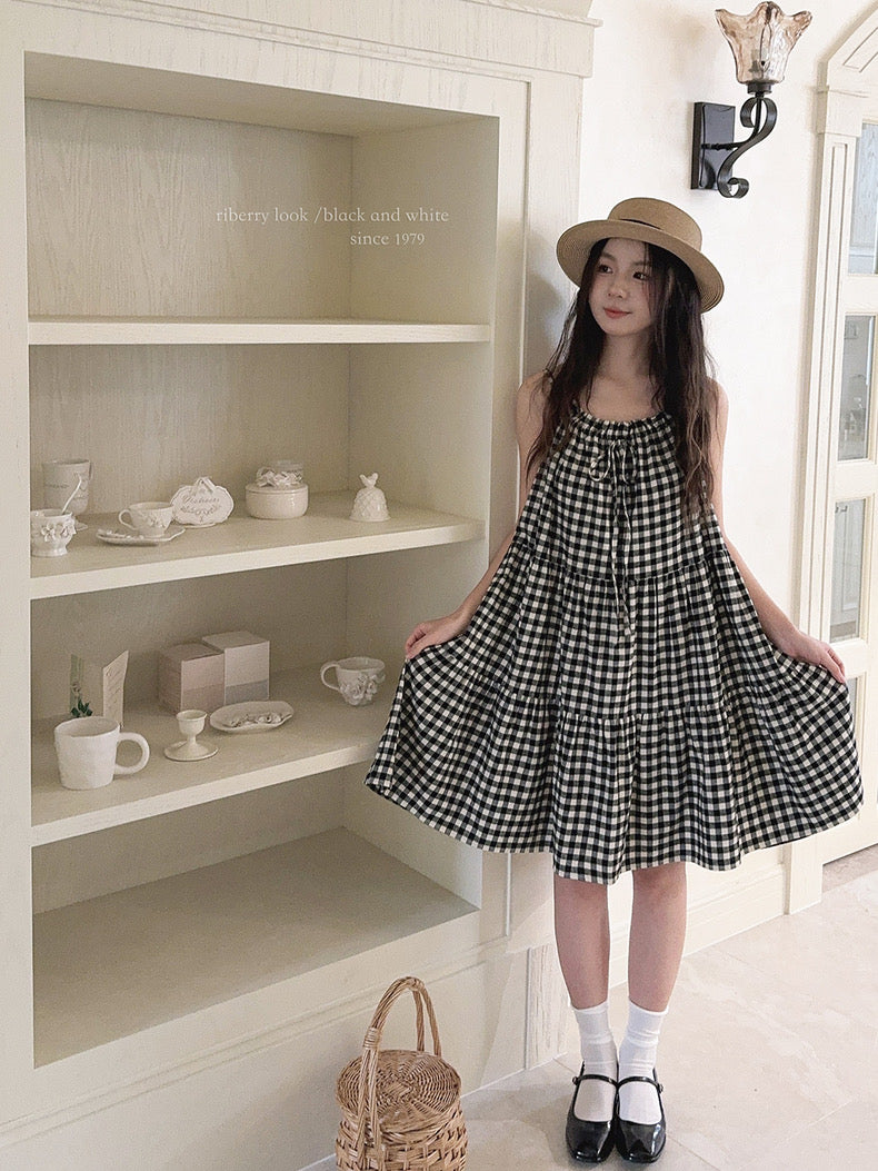 Get trendy with Night Night Gingham Cotton Dress -  available at Peiliee Shop. Grab yours for $19.90 today!