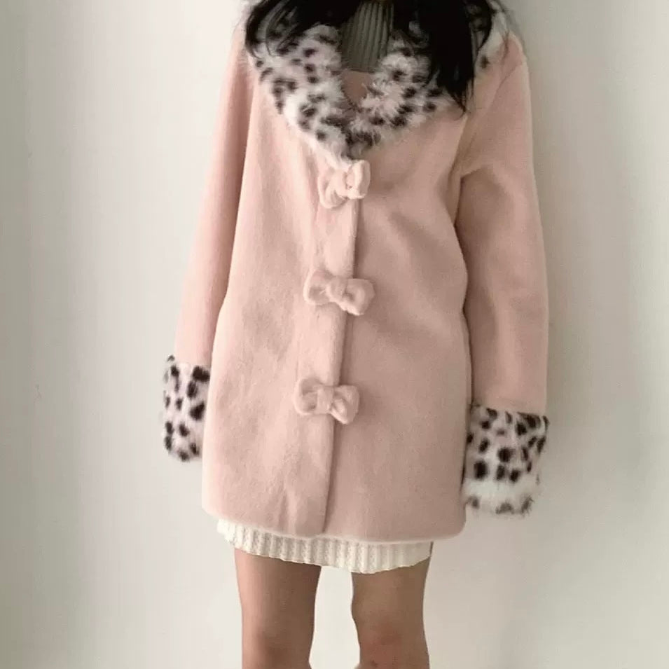 Get trendy with Sic Astra Coquette Kitty Pastel Pink Faux Fur Coat - Accessories available at Peiliee Shop. Grab yours for $85 today!